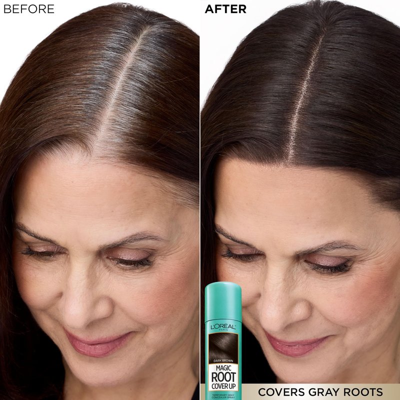 L'Oreal Paris Magic Root Cover Up Gray Hair Spray, 100% Gray Hair Coverage with Buildable, Lightweight, Transfer-Resistant, and Temporary Formula, Ammonia-Free, Light Golden Brown, 2 oz (1 Count)