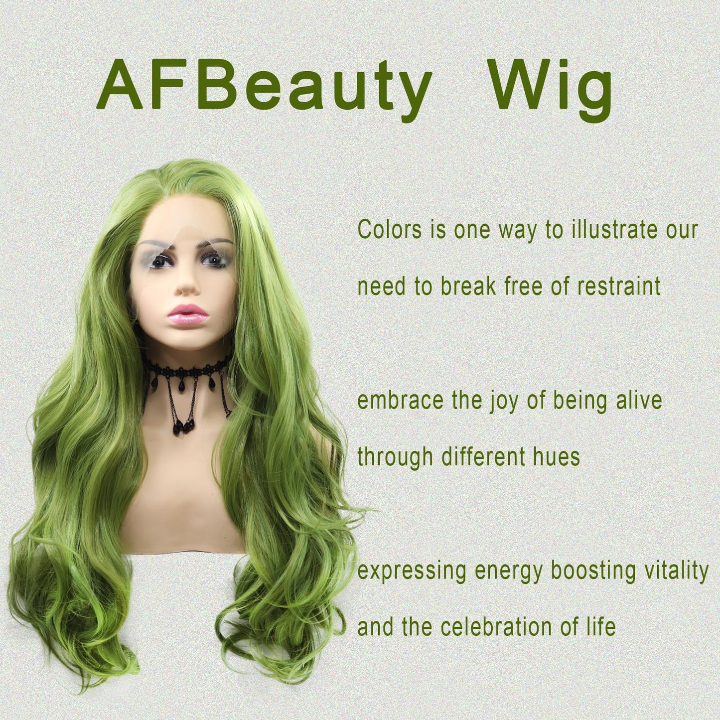 AFBeauty Green Lace Front Wig Body Wave Glueless Lace Wigs Olive Green Long Curly Wavy Pre Plucked Natural Wig Synthetic Heat Resistant Fiber Hair Colorful Wig for Women Daily 24 Inch