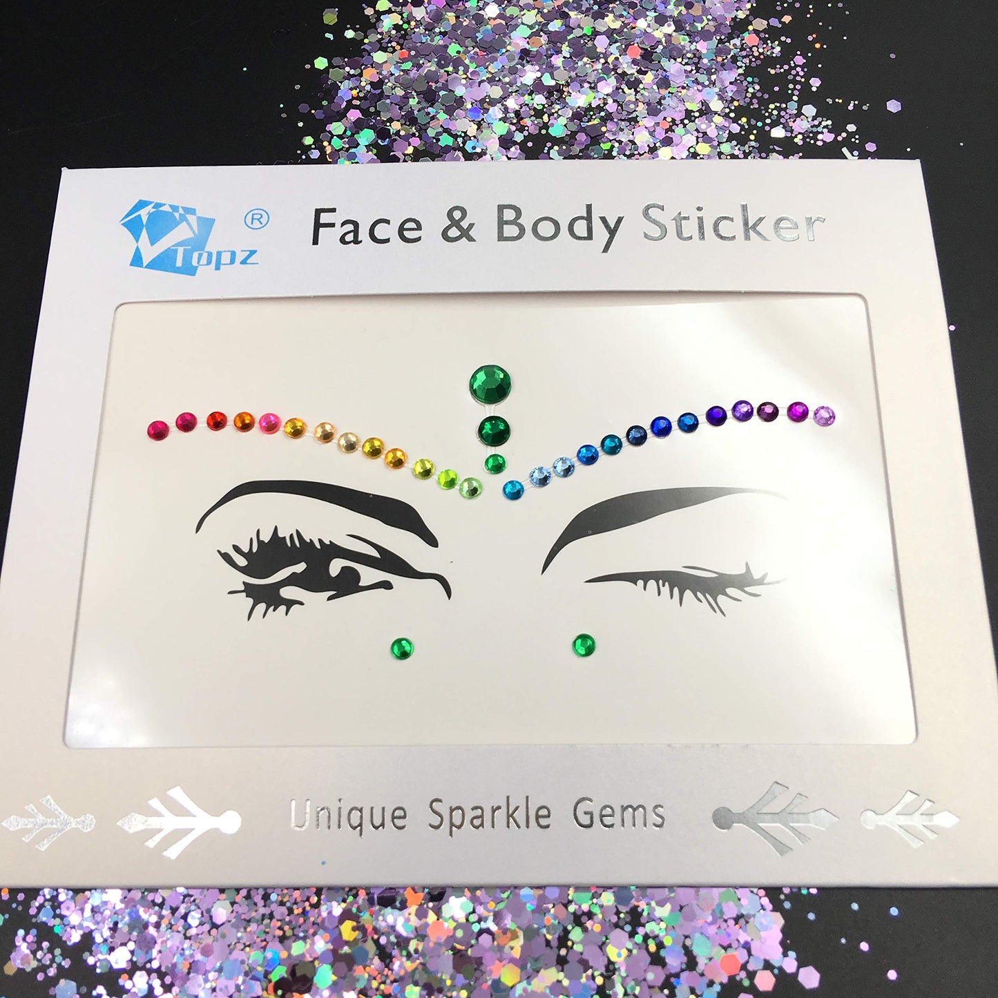 rainbow face gems festival halloween face jewels crystals bindi body jewels temporary tattoo face jewel stickers for festival pride makeup