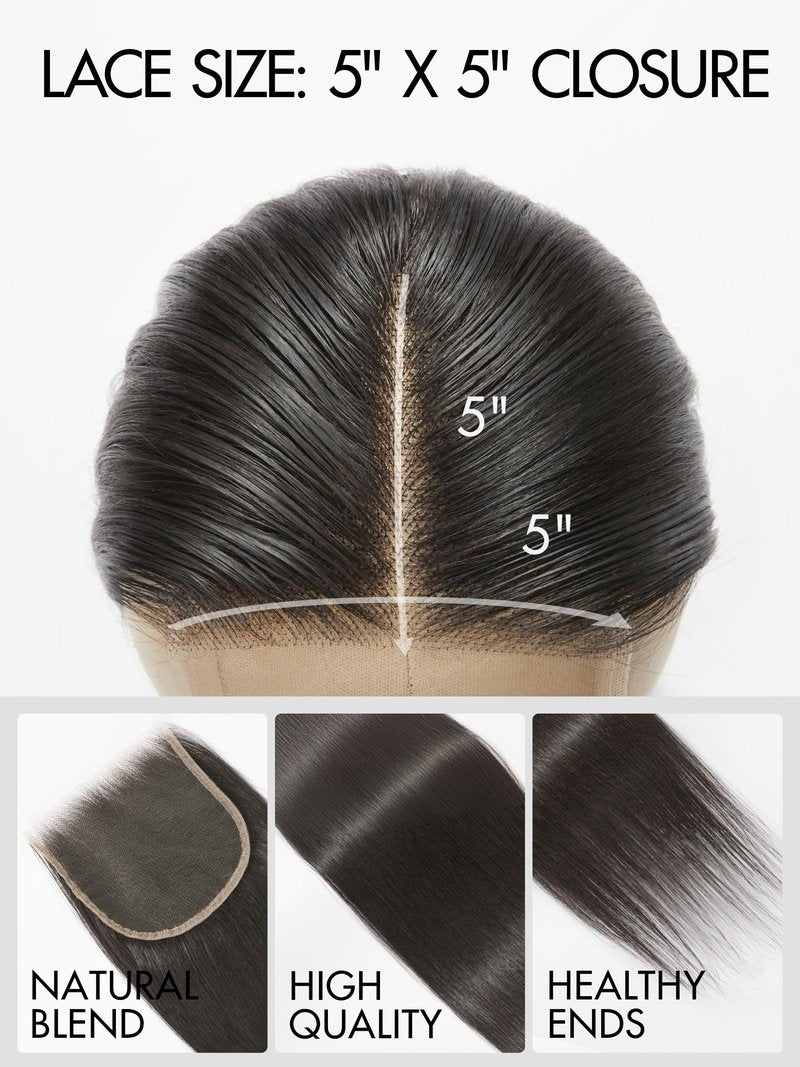 LUVME HAIR Lace Closure 16" 5X5 Straight Human Hair