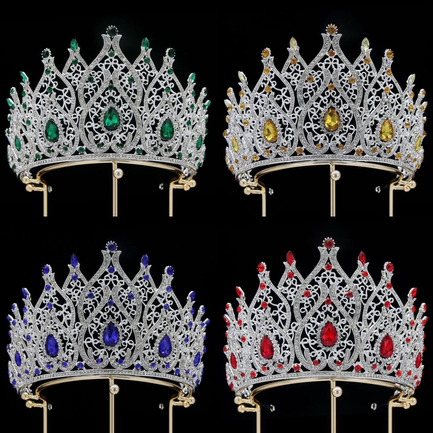Silver Rhinestone Tiara for Women Wedding Pageant Prom Quinceanera