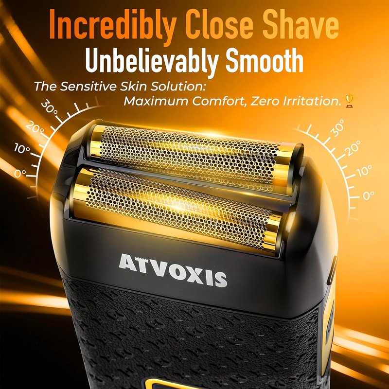 Close Shave Foil Shaver for Men - 8500RPM Electric Razor with 3-Speed Settings | Portable, Cordless, USB-C Rechargeable, 200min Runtime