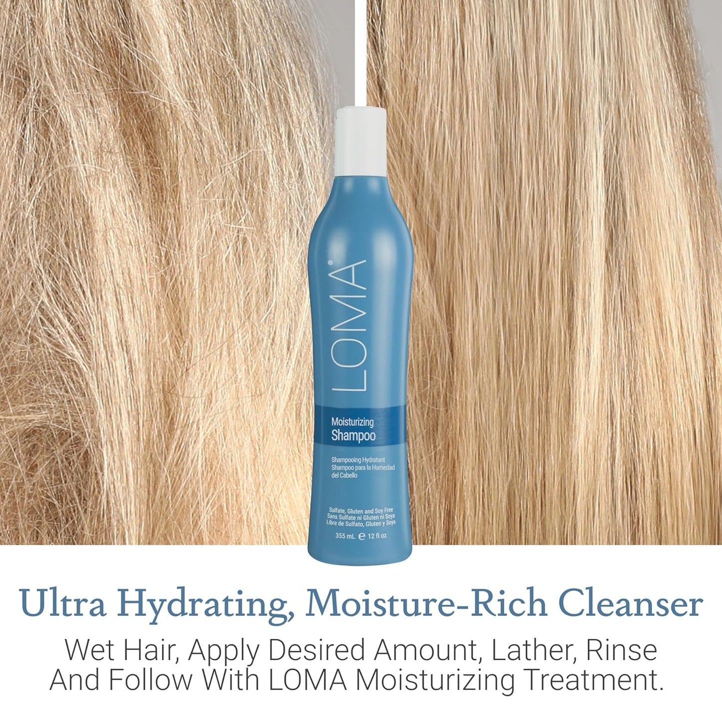 Loma Moisturizing Shampoo - Hydrating Formula for Soft, Healthy Hair | 12 oz