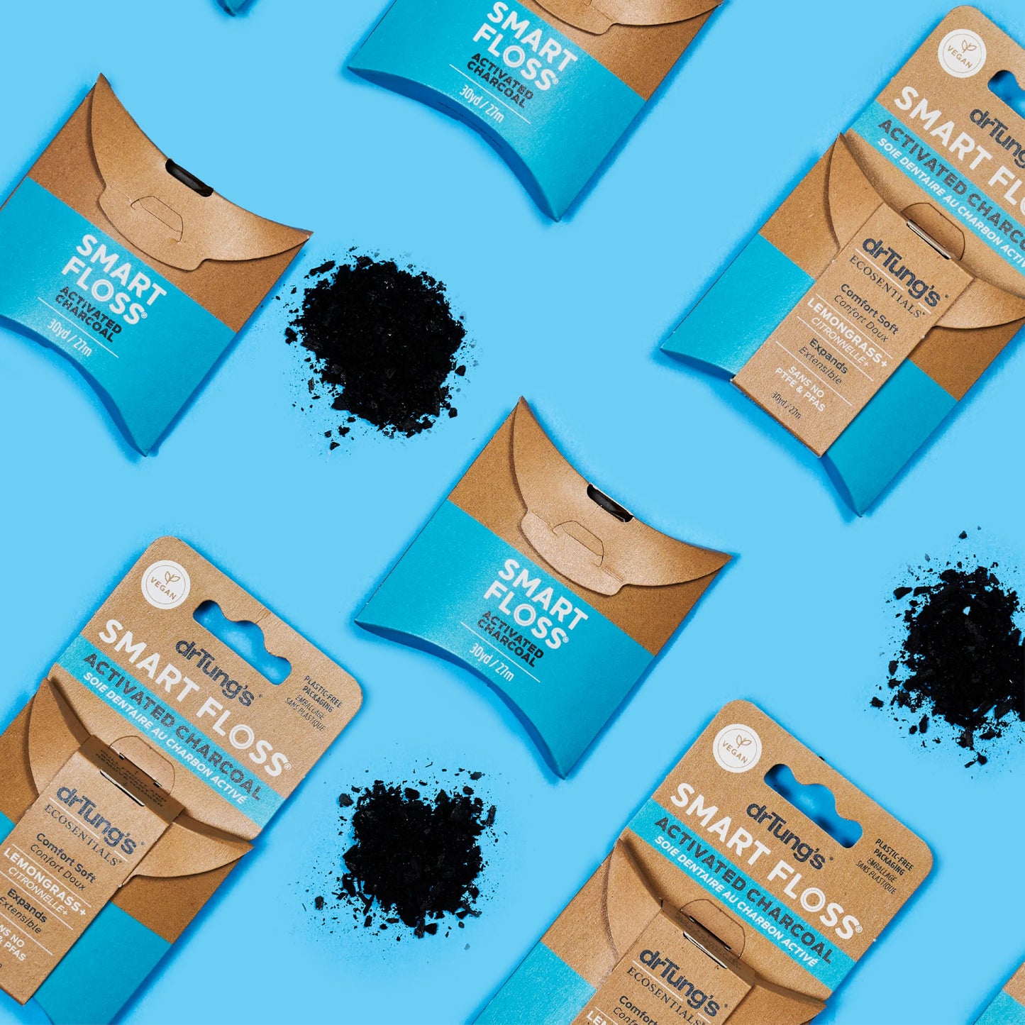 DrTung's Vegan Activated Charcoal Floss - Lemongrass Flavor - Pack of 6