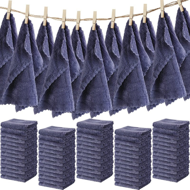 Newwiee 100 Pack Washcloths Bulk, Ultra Soft Wash Cloths 12 x 12 Inch Quick Dry & Absorbent Microfiber Face Towels for Sensitive Skin,Reusable Facial Fingertip Cloths for Bath Spa(Dark Grey)