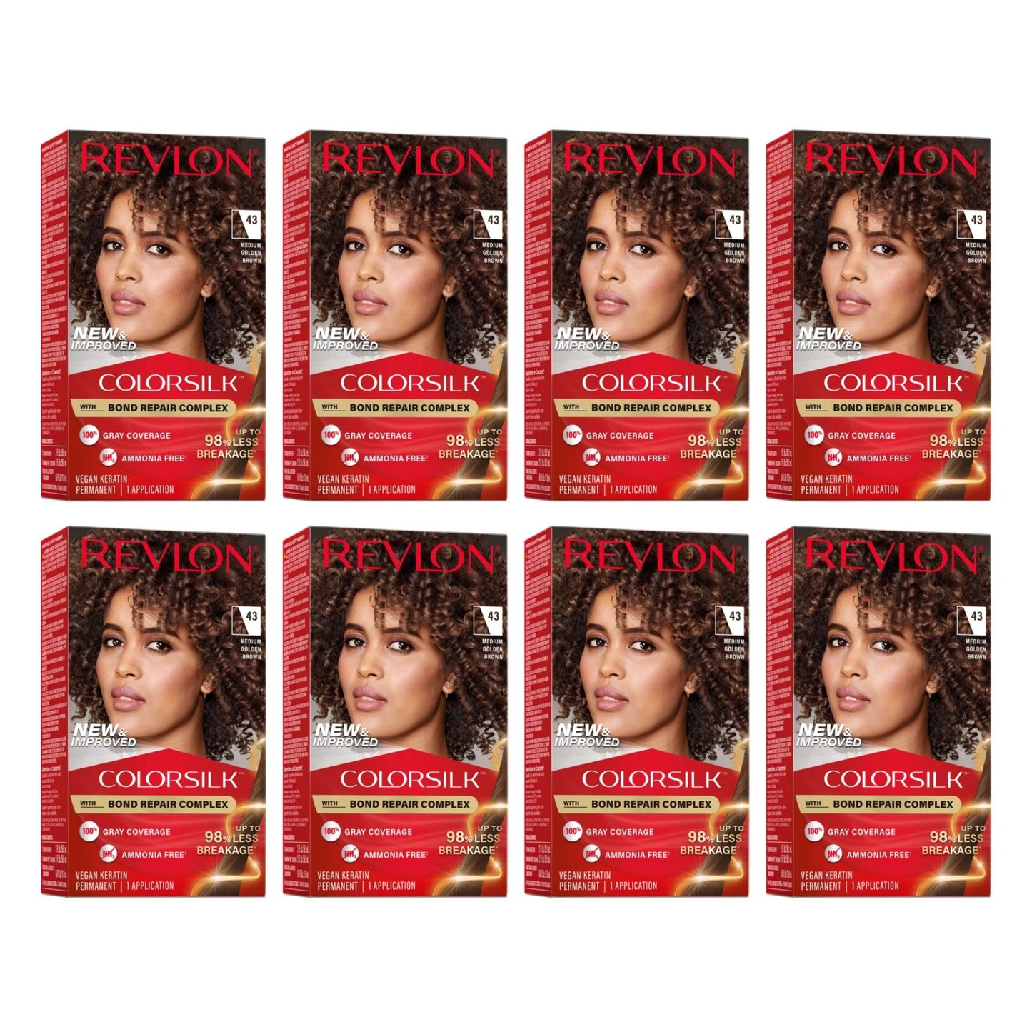 Revlon ColorSilk Hair Color [43] Medium Golden Brown 1 ea (Pack of 8)