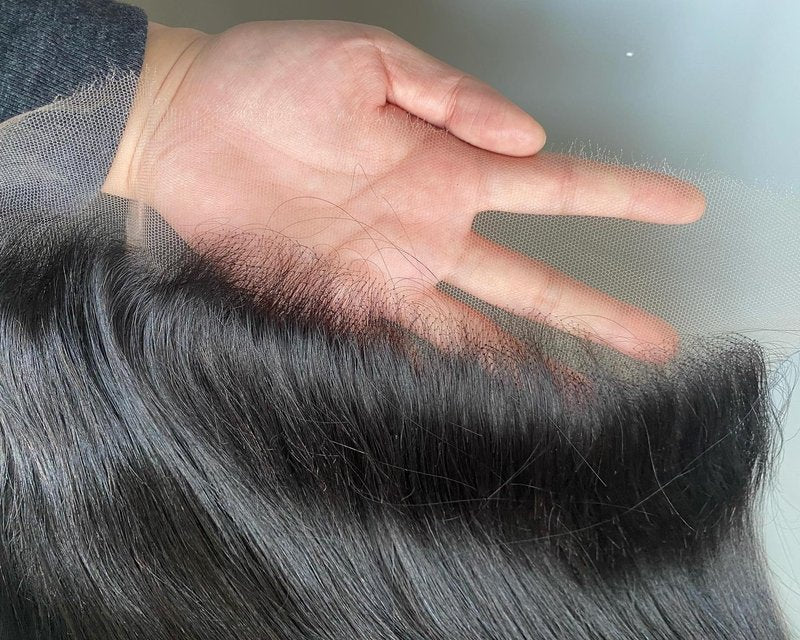 Aorbige 2x6 HD Swiss Lace Melt Skin Lace Closure Long Deep Parting Raw Hair Materials Straight Style Much Fuller with Natural Hair Line Human Hair Natural Black Color (12inch, HD 2x6 lace closure)
