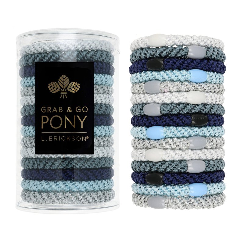 L. Erickson Hair Ties for Thick Hair, Grab & Go Pony Tube 15 Pack Eclectic Tones - No-Crease Damage-Free Bands with Strong Hold for Women & Men, Pixie