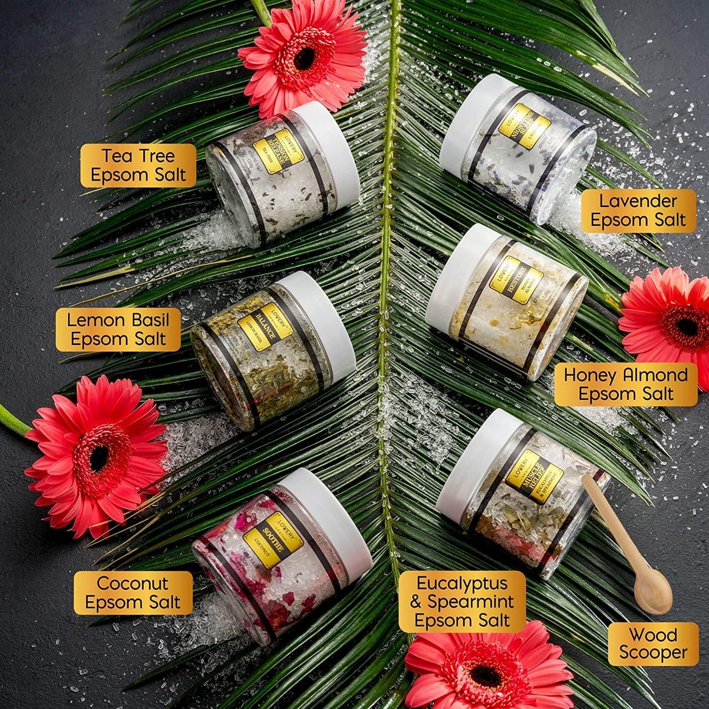 Spa Gift Basket for Women - Epsom Bath Salts & Essential Oils | Lavender, Eucalyptus, Lemon, Coconut, Tea Tree, Honey Almond