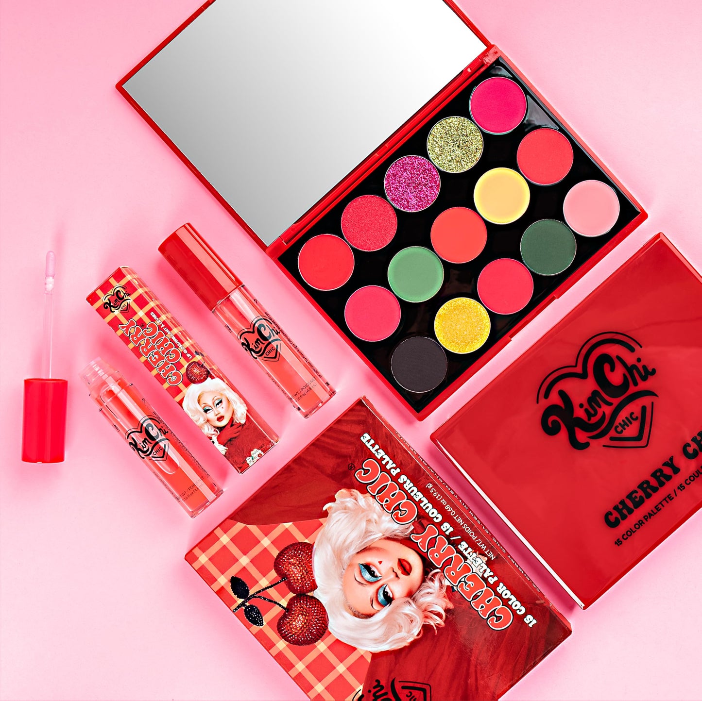 KimChiChic Beauty Cherry Chic Eyeshadow Palette - 12 Ultra Pigmented Shades, Shimmer, Matte & Glitter Finishes, Talc Free & Infused with Vitamin E, Cruelty Free, Sex Kitten, 0.68oz