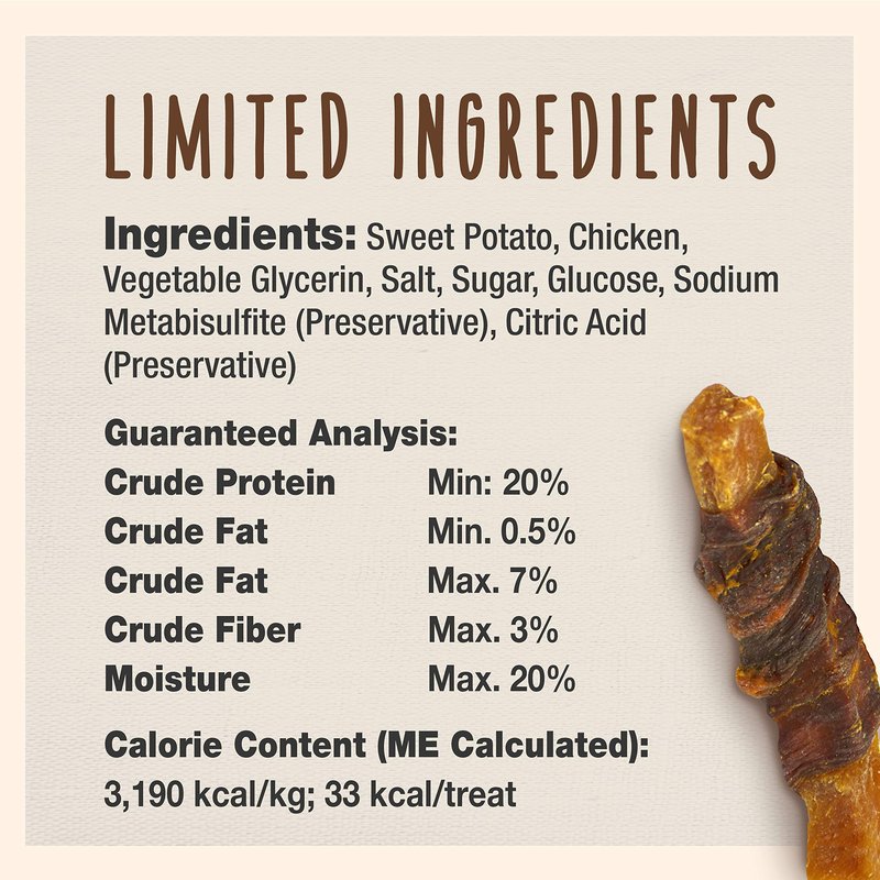 Cadet Gourmet Sweet Potato & Chicken Wraps Limited-Ingredient Dog Chews, Healthy and Natural Training Treats for Small and Large Dogs, 28 oz.