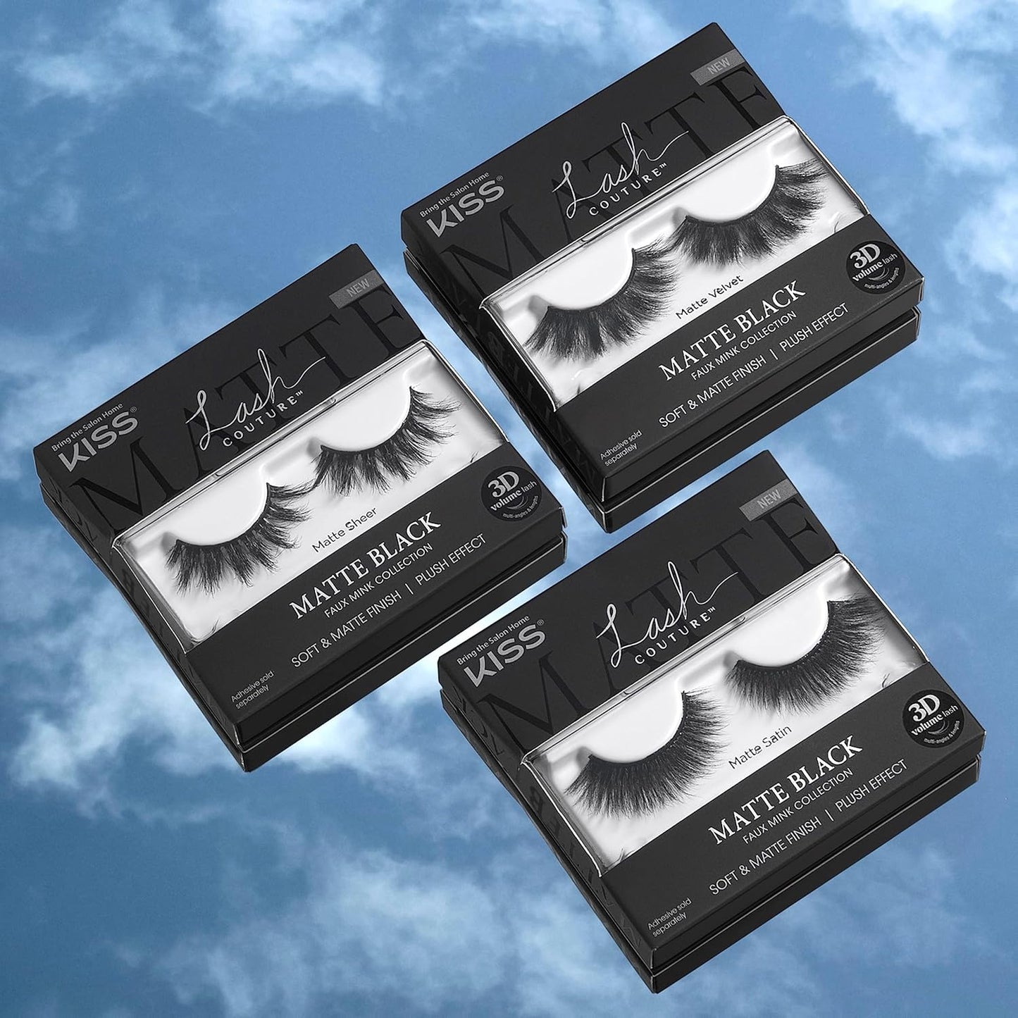 KISS Lash Couture Faux Mink 3D Matte, False Eyelashes, 'Matte Velvet', 16 mm, Includes 1 Pair Of Lash, Easy to Apply, Reusable Strip Lashes