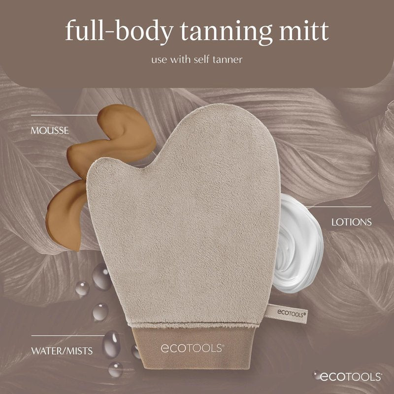 EcoTools Good Tan Full-Body Tanning Mitt, For Self Application, Use Soft Tanner Mitt With Mousse, Lotions, & Waters, Eco Friendly Sunless Applicator, Vegan, & Cruelty-Free, 1 Count