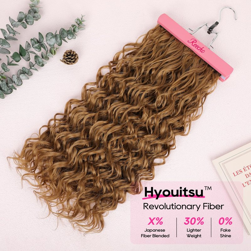 REECHO Curly Clip in Hair Extensions, 4PCS 24 inch Long Hair Extensions Clip ins Lace Weft Natural Hairpieces for Women Daily, Strawberry Blonde