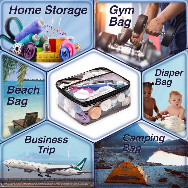 TSA Approved Clear Toiletry Bag - Large Travel Makeup Organizer | Waterproof Design
