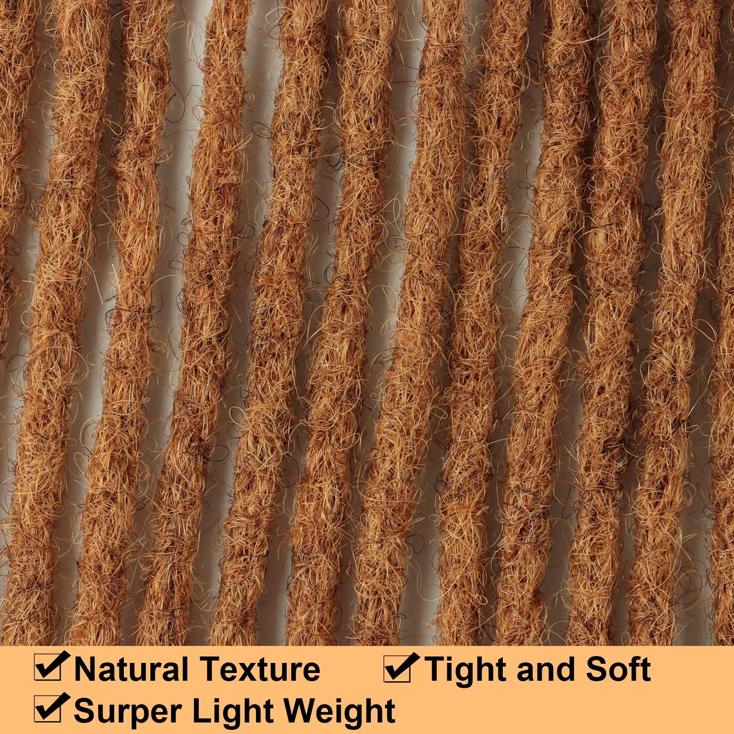 IIFLYDSFA 0.4cm Thickness #30 Light Brown Real Human Hair Dreadlock Extensions for Men/Women 12 Inch 20 Strands Full Handmade Permanent Locs Extensions Human Hair