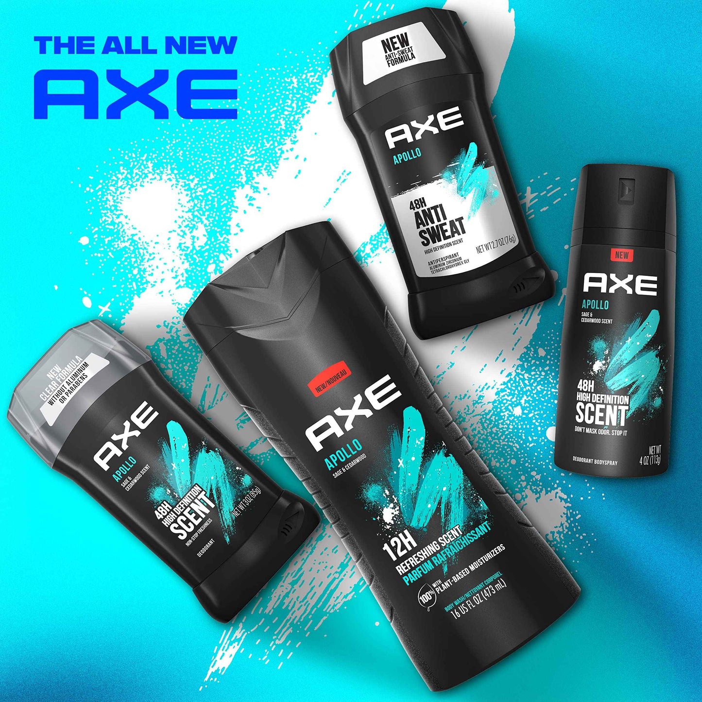 AXE Apollo Antiperspirant Deodorant Stick For Men Sage & Cedarwood 48 Hr Anti Sweat Mens Deodorant, 2.7 Ounce (Pack of 4)