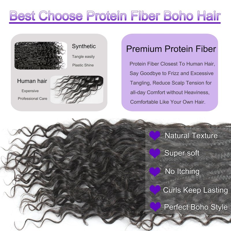 Goddess Box Braids Crochet Hair 18 inch Pure Protein Fiber Close to Human Hair 8 packs Boho Crochet Braids for Black Women Pre looped Bohemian Box Braid with Curly Ends Hair Extensions(18 inch, 1B)