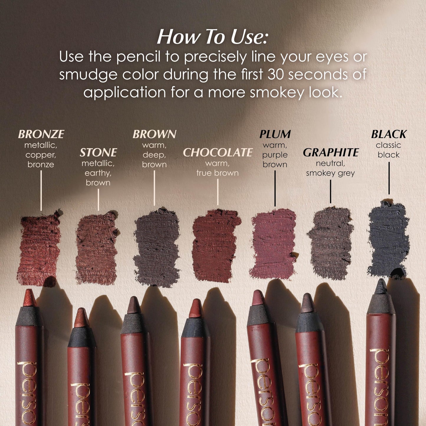 PERSONA 24HR Black Waterproof Eyeliner Pencil | Creamy, Smudgeable Pencil for Lash Line & Waterline | All-Day to All-Night Wear | Vegan, Cruelty-Free, Paraben-Free | Made in USA