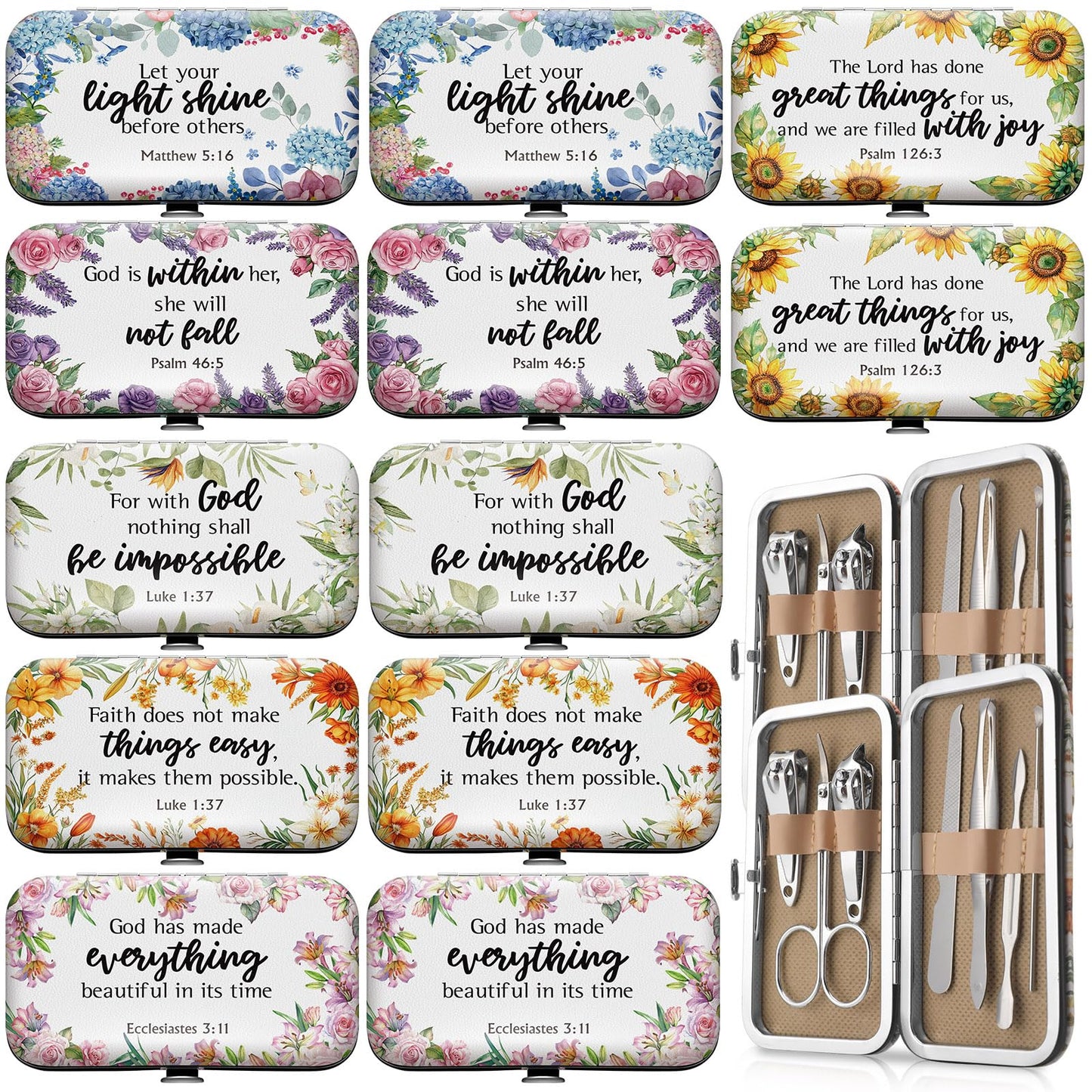 Gisafai 12 Set Employee Appreciation Bible Gift Set for Women Christian Thank You Manicure Nail Clipper Bulk for Employees Teachers Office Coworkers Nurse