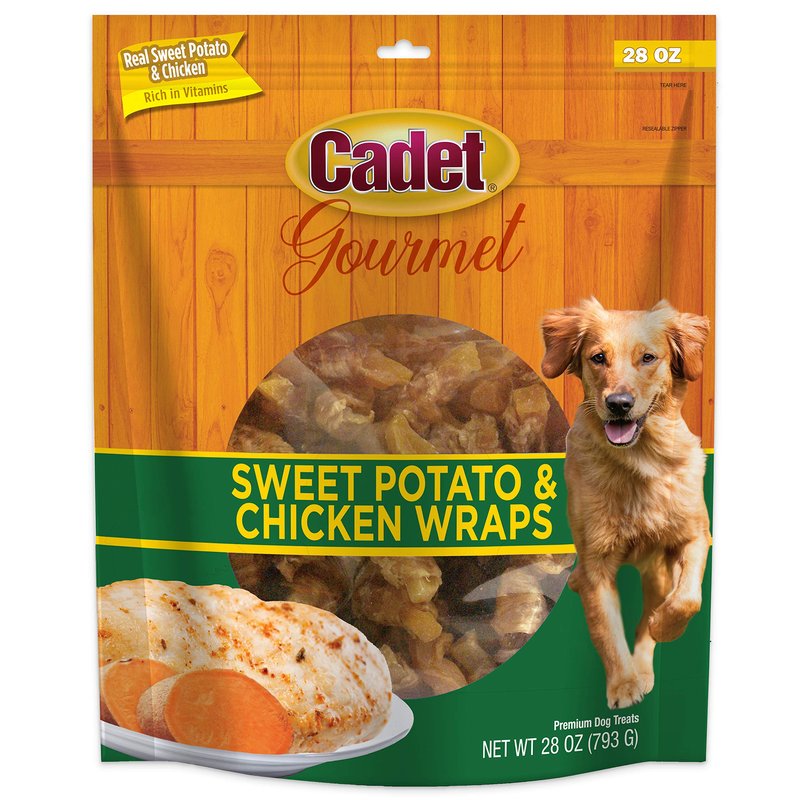 Cadet Gourmet Sweet Potato & Chicken Wraps Limited-Ingredient Dog Chews, Healthy and Natural Training Treats for Small and Large Dogs, 28 oz.