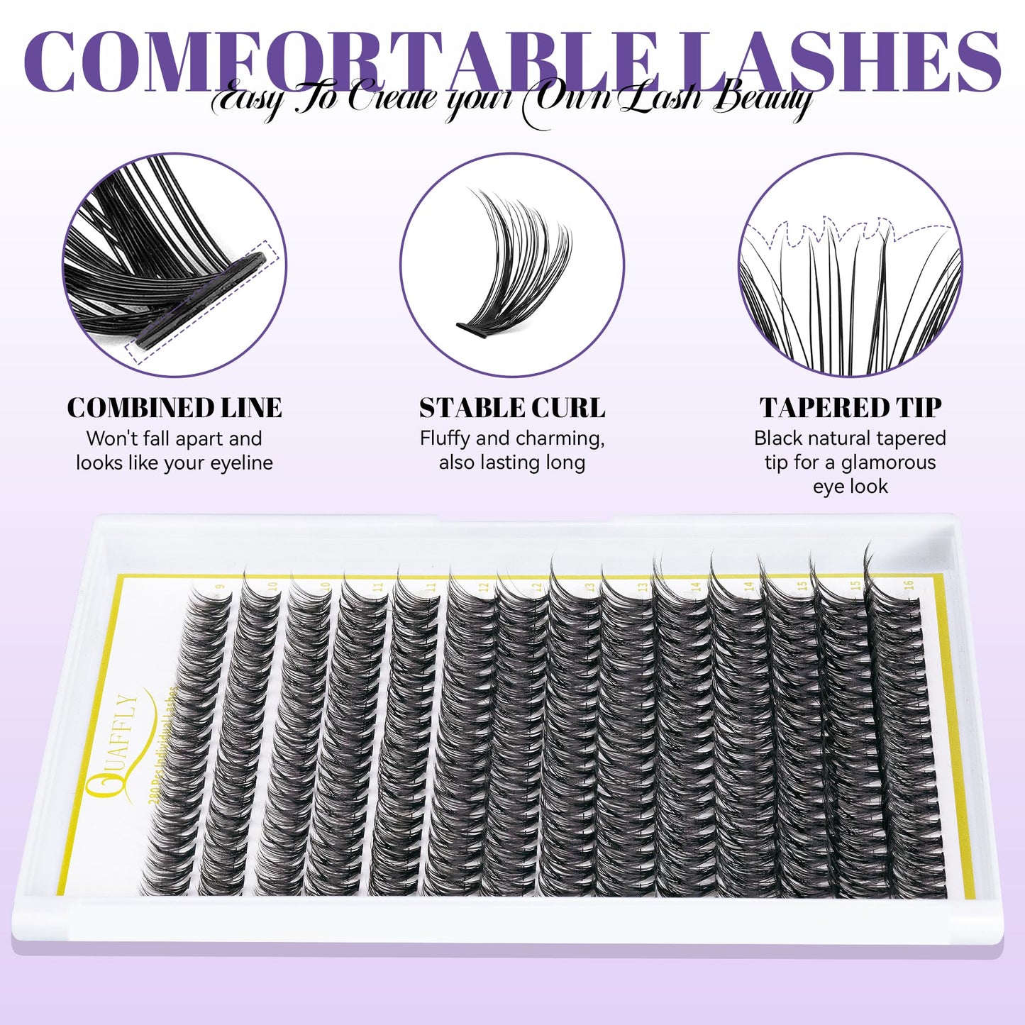 QUAFFLY 5-Pack False Eyelashes Kit with Lash Glue & Seal, Remover, Tweezers, Curler | Professional Lash Extension Set for Natural/Dramatic Look, Reusable, Salon & Home Use