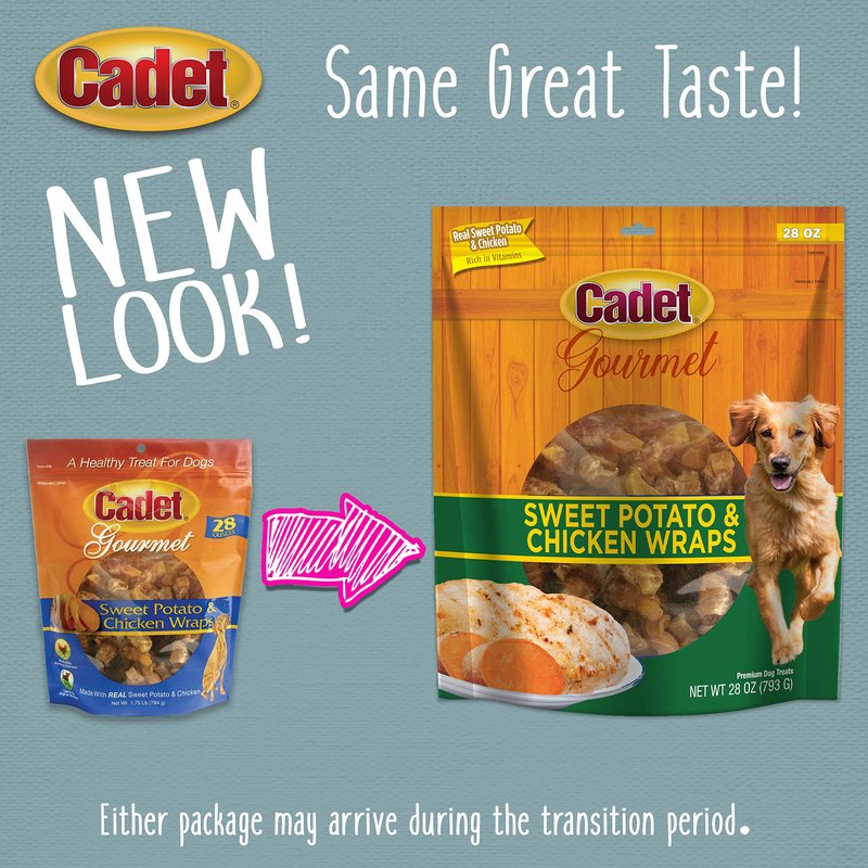 Cadet Gourmet Sweet Potato & Chicken Wraps Limited-Ingredient Dog Chews, Healthy and Natural Training Treats for Small and Large Dogs, 28 oz.