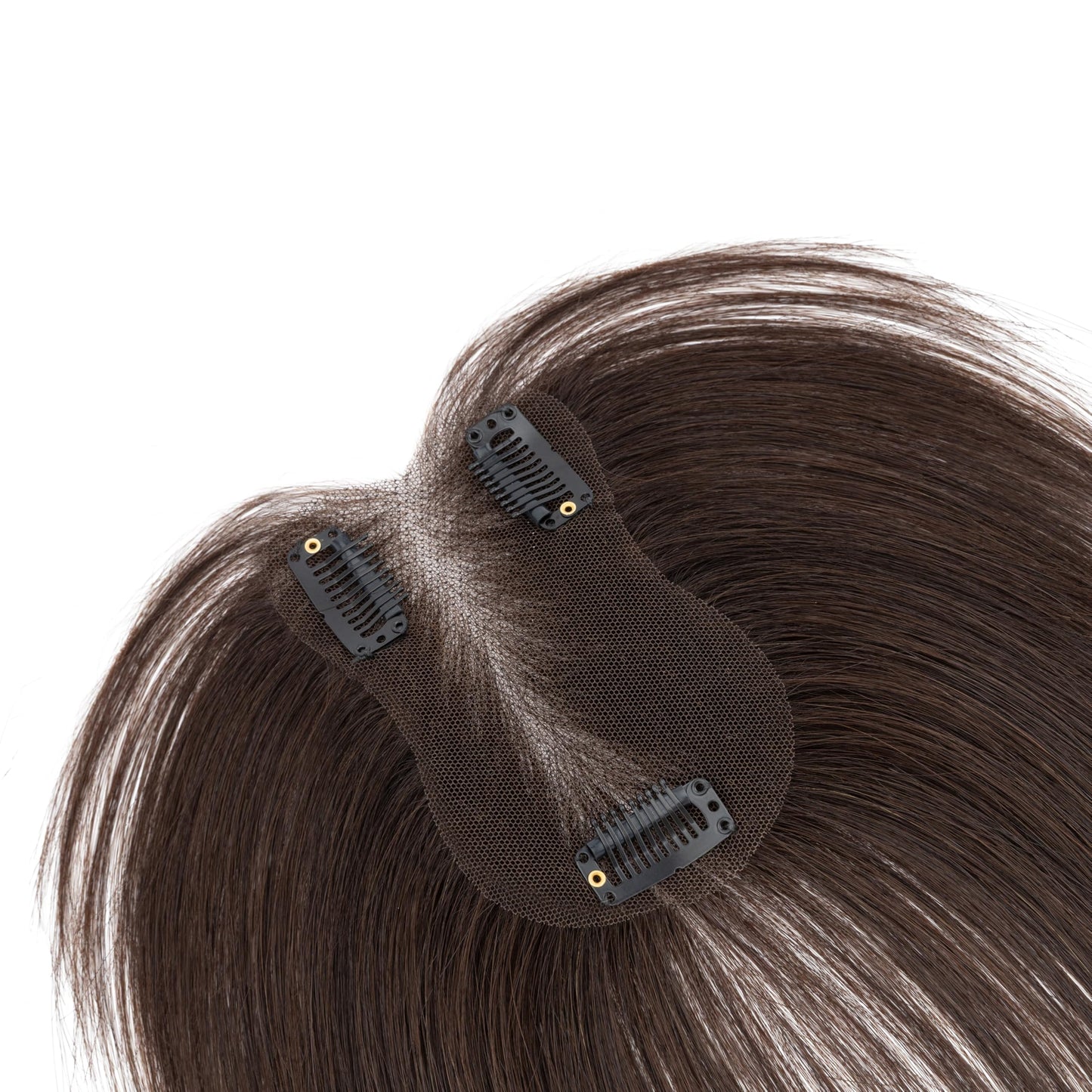 SEGO SEGOHAIR Real Human Hair Toppers for Women 7×11cm Breathable Base,Adjustable Parting Clip-In Topper Hairpieces for Women with Thinning Hair (Curtain Bangs, Cocoa Color)