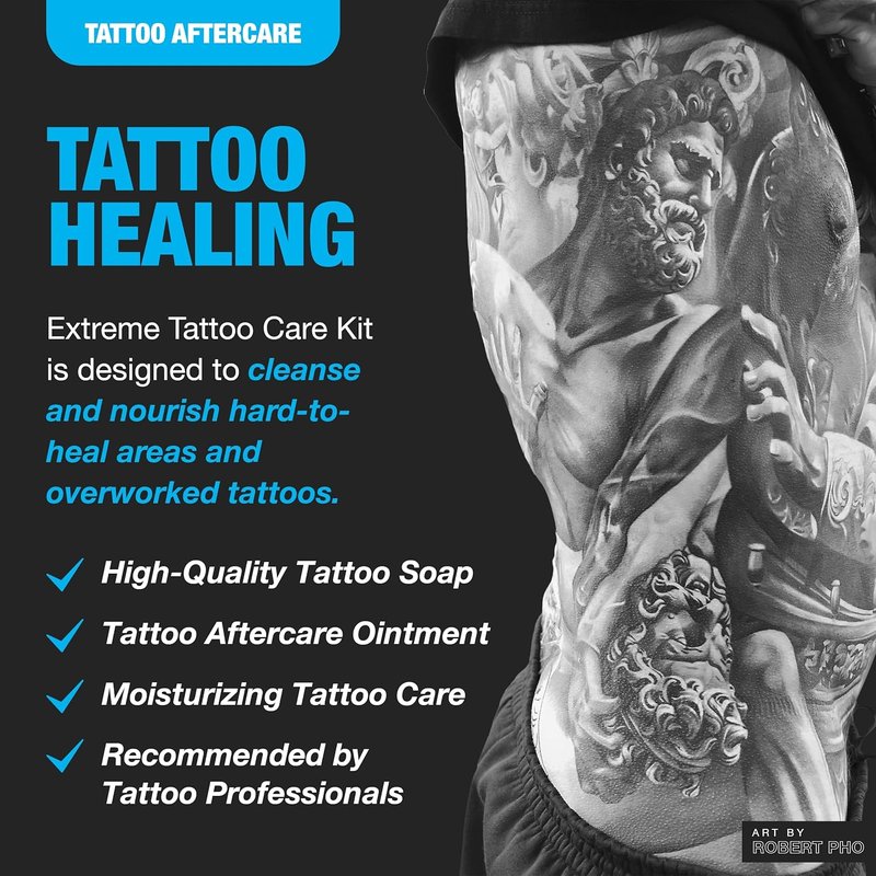 H2Ocean Extreme Tattoo Aftercare Kit | 3-Step Healing Set with Antibacterial Foam Soap, Moisturizing Cream & Ointment - Sea Mineral Enriched Formula for Vibrant Tattoos