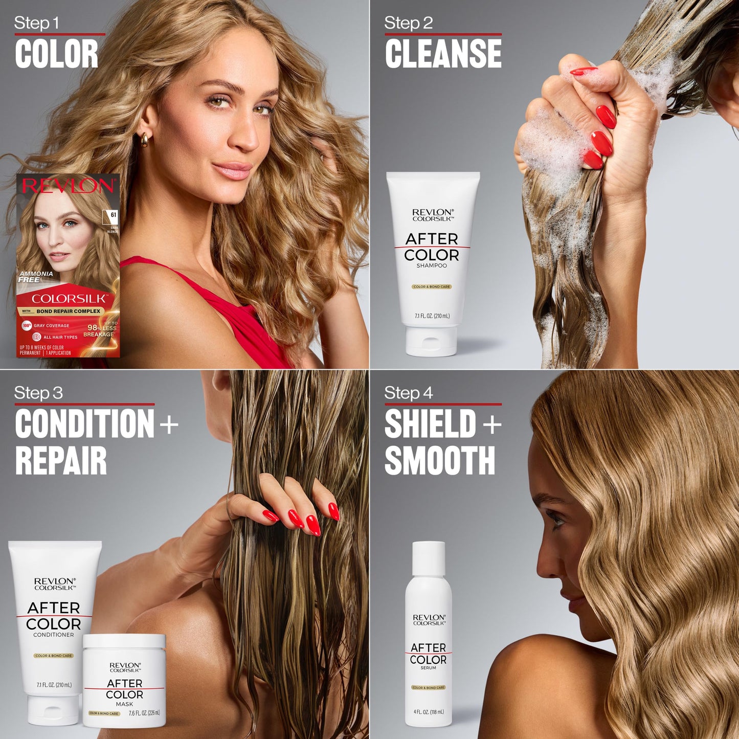 Revlon ColorSilk with Bond Repair Complex, Burgundy Permanent Hair Color, 100% Gray Coverage, Ammonia Free Hair Dye, Vegan Keratin, 34 Deep Burgundy (Pack of 3)