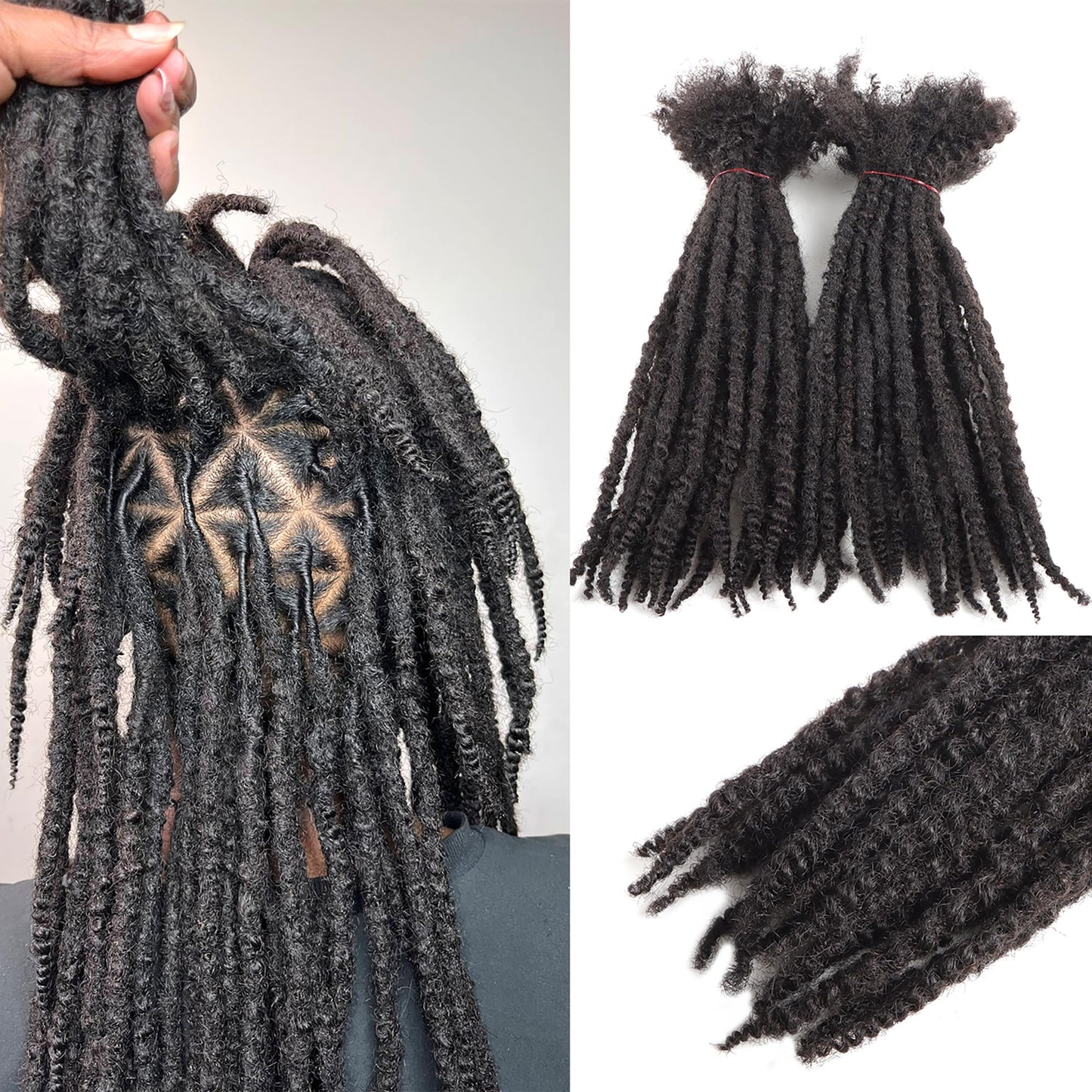 Orientdreads Textured Loc Extensions Human Hair with Curly Ends, Full Handmade Human Hair Dreadlock Extensions for Women/Men, Can Be Curled and Bleached (#Nature Black, 8 Inch 0.4cm 20 Strands)