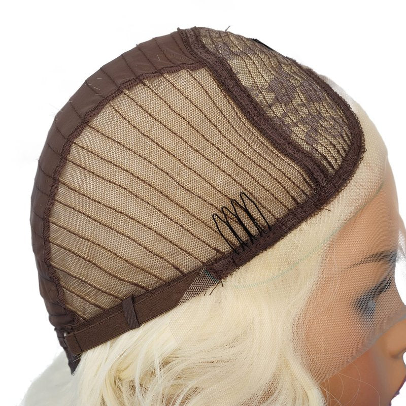 Amnenl Short Blonde 1920s Lace Front Wig Curly Bob Synthetic Hair Natural Hairline Platinum Blonde 40s 50s Wigs for Women