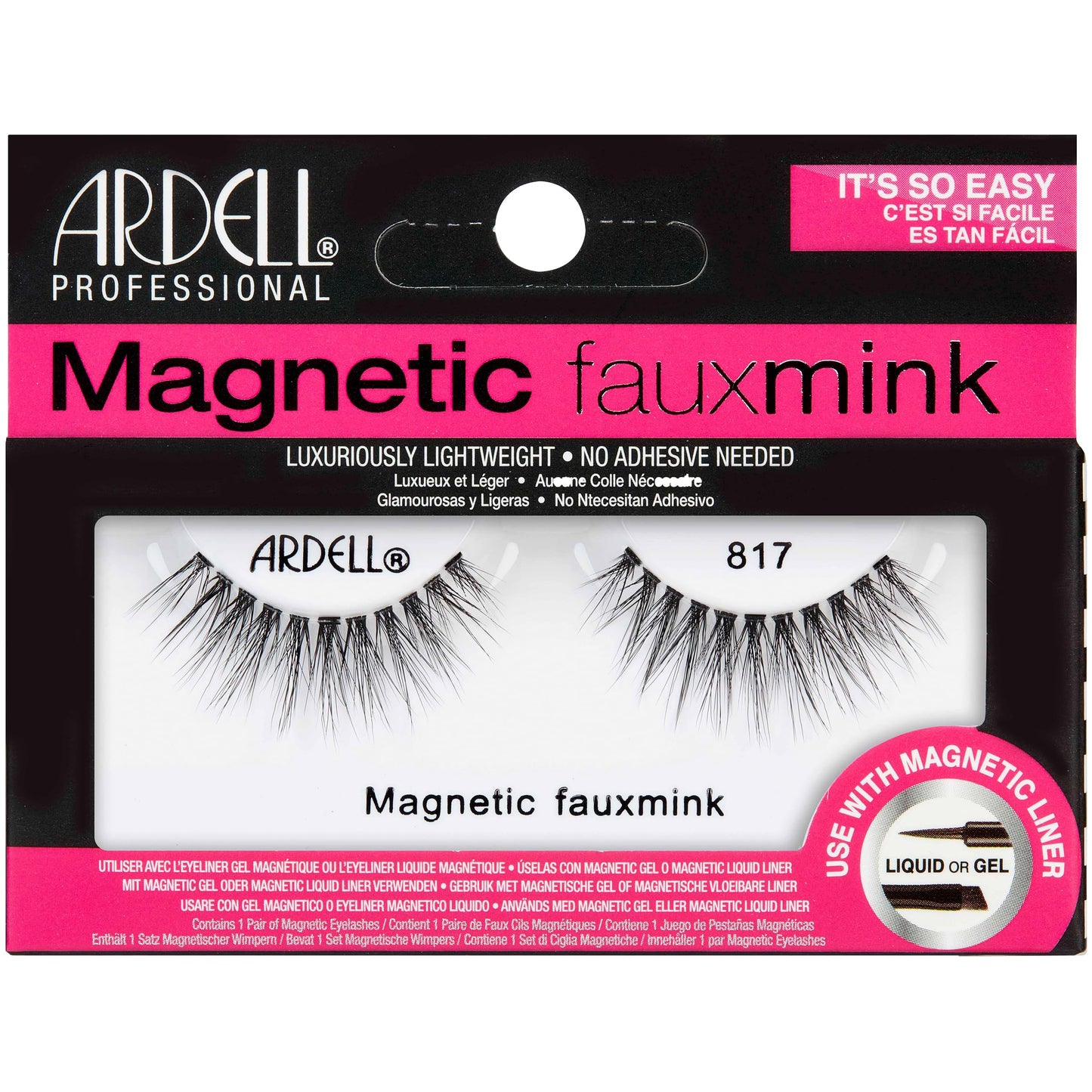 Ardell Magnetic Lashes Single Faux Mink Lashes 817 - Luxuriously Lightweight, No Adhesive Needed False Eyelashes, 1-Pair, 3-Pack