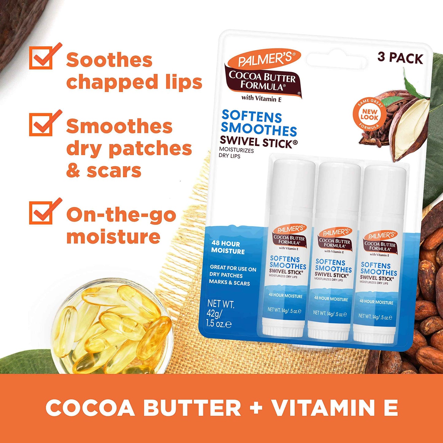 Palmer's Cocoa Butter Formula Moisturizing Swivel Stick with Vitamin E & Cocoa Butter Formula Skin Therapy Moisturizing Body Oil with Vitamin E, 5.1 Ounces