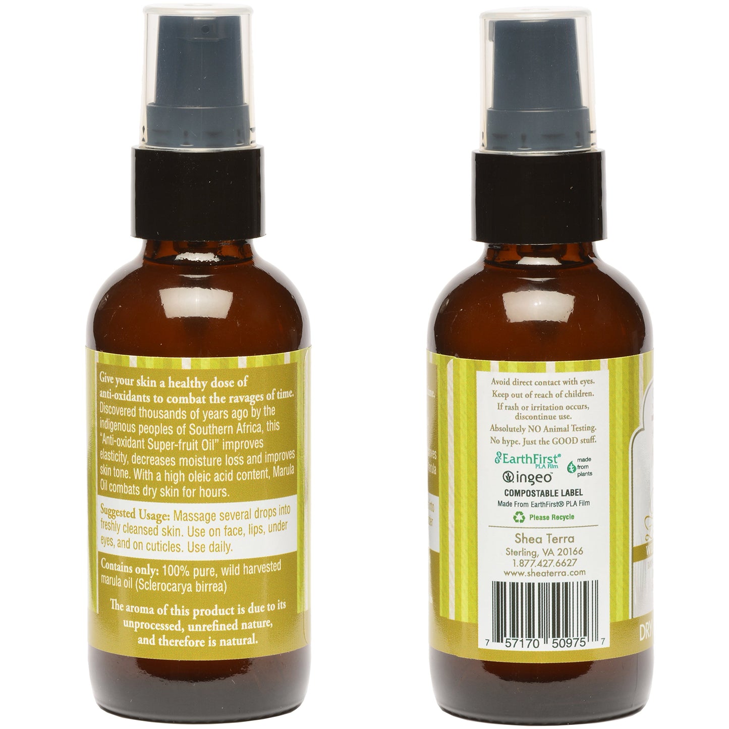 Shea Terra Namibian Marula Oil – 100% Pure Cold-Pressed Extra Virgin – Antioxidant-Rich Oil for Dry, Mature and Sensitive Skin – Natural Moisturizer for Face, Hair, Scalp and Cuticles – 2 oz