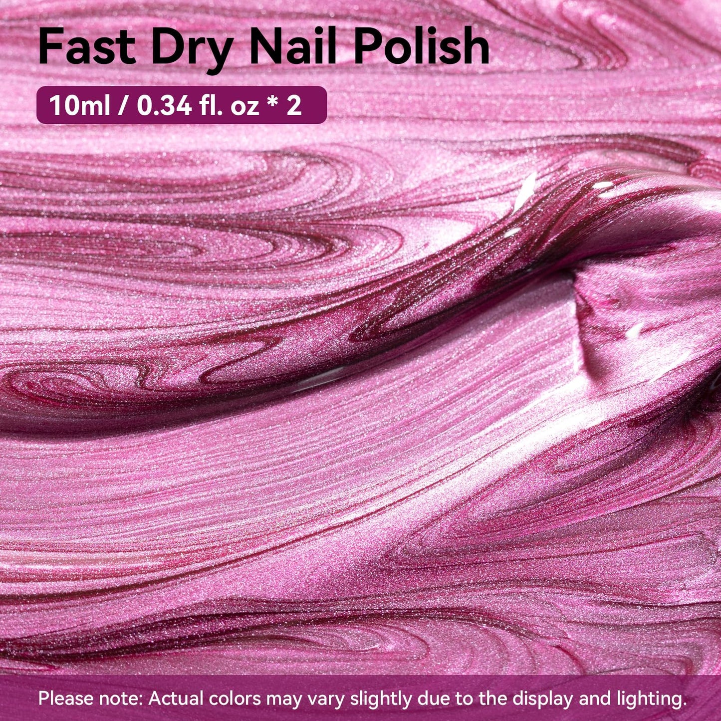 Nailshion Metallic Purple Rose Nail Polish with 3-in-1 Clear Base Top Coat, Fast Air Dry Fingernail Polish Duo, Non-Gel, Opaque, Glossy Luxury Nail Art Fingernail Toenail Polishes