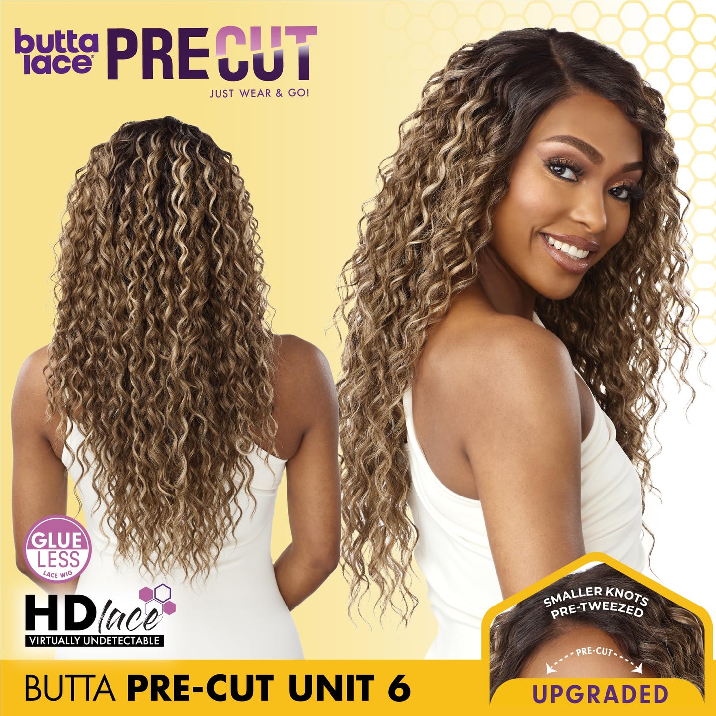 Sensationnel Butta Lace Precut Wigs - Unit 6 Glueless Extra Wide 5 Inch Deep Parting Synthetic Pre Tweezed Smaller Knot Hairline (TH2/27613)