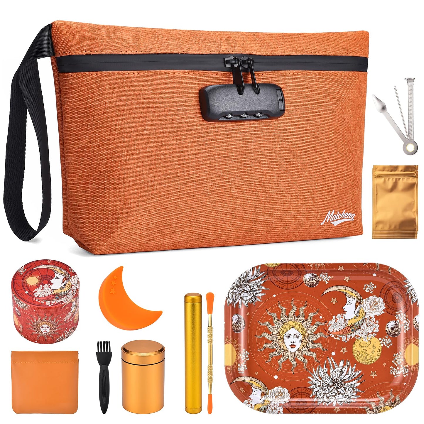 MAICHENG Storage Bag with Combination Lock Large Cosmetic Organizer Container Medicine Lock Case with Accessories
