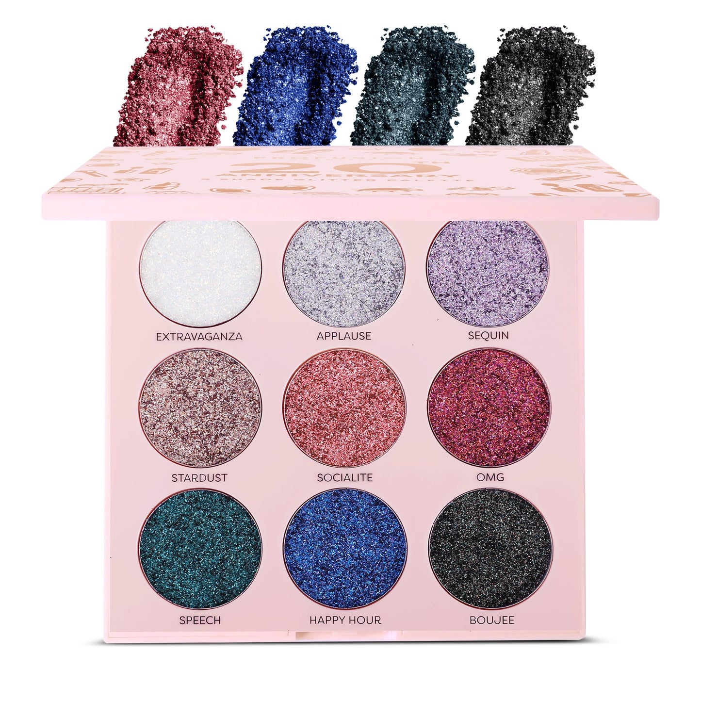 Profusion Cosmetics 9 Colors Pressed Glitter Eyeshadow Palette, Highly Pigmented Multicolor Eye Makeup with Long-Lasting Shimmer Finish for Flawless, Eye-Catching Looks, Rose