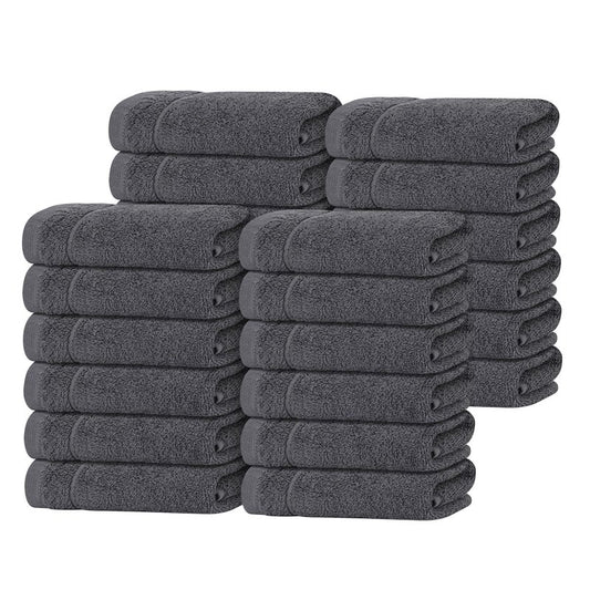 Tens Towels Pack of 24 Washcloths, 12 x 12 Inches, Lighter Weight, Quick to Dry, Super Soft & Absorbent, Gentle Face Towels, Hotel Quality, Perfect for Bathroom, Gym, Spa (Dark Grey, 24 Pack)