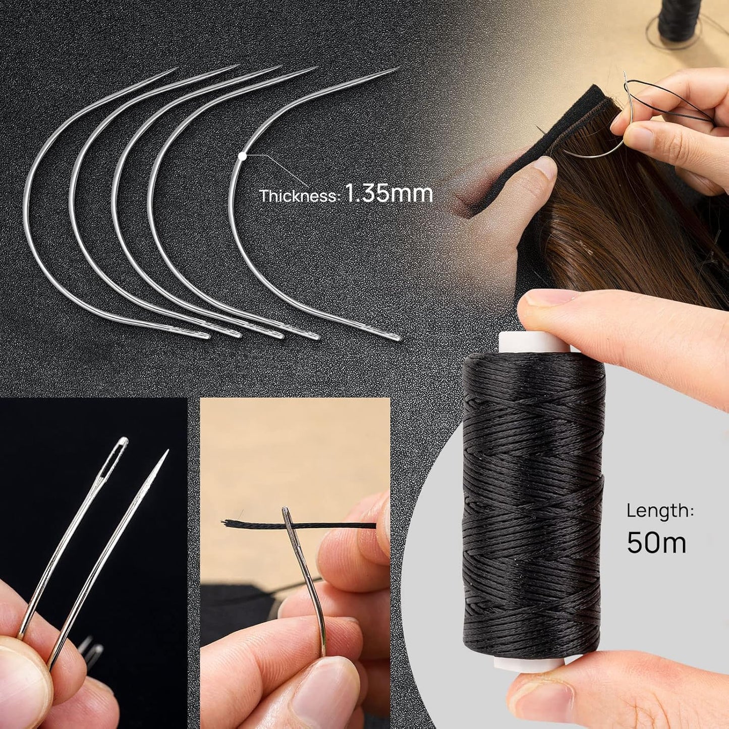 Hair Extension Tool Kit - Silicone Micro Beads, Stainless Steel Plier & Needle Hook for Easy Beading | Perfect for Cosplay & Styling
