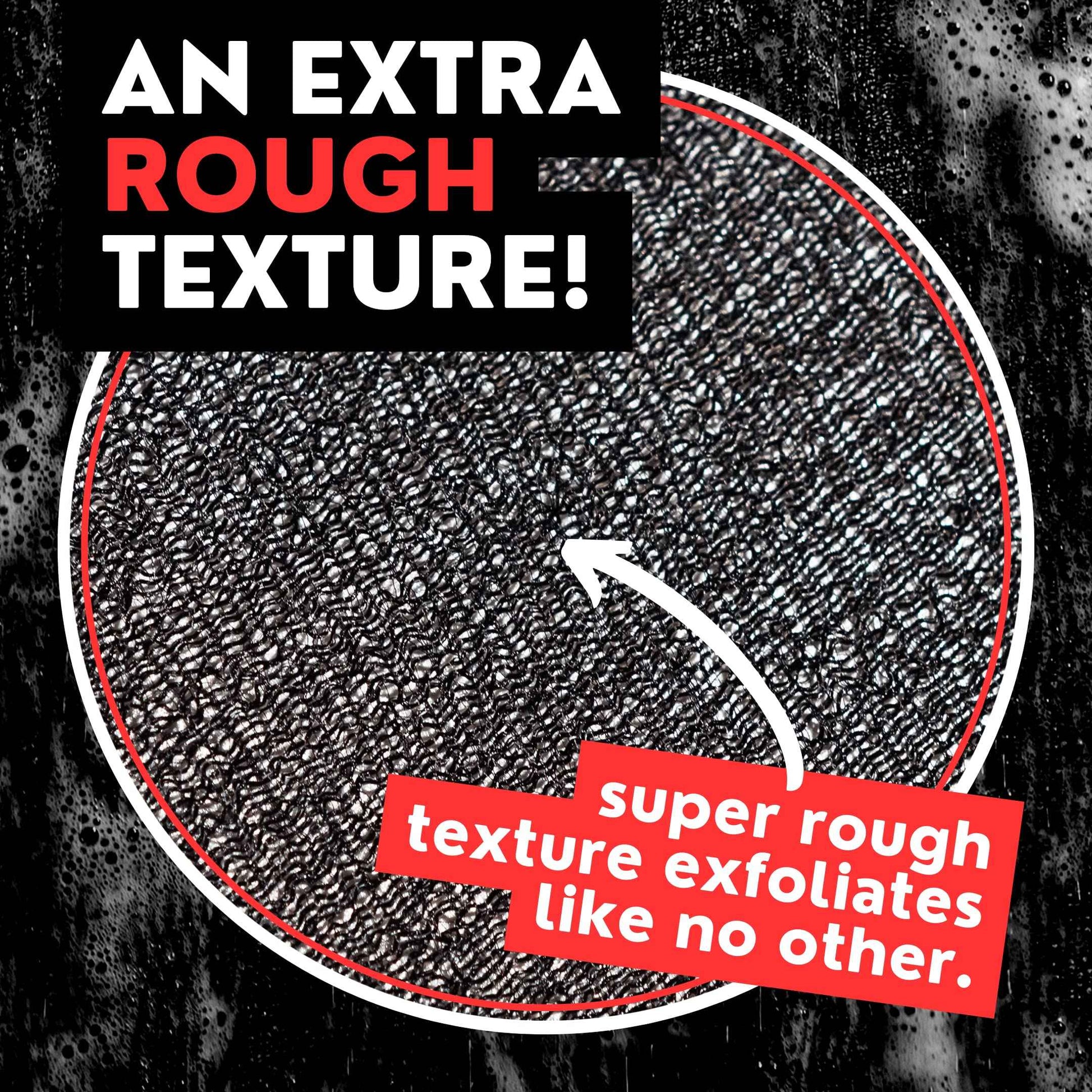 Extra Rough Exfoliating Washcloth - Extreme Body & Back Scrubber for Shower, Extra Long, Hygienic Exfoliator Wash Cloth, Men Or Women, 2 Count Pack, 1 Black & 1 Grey Color, Bye Bye Loofah