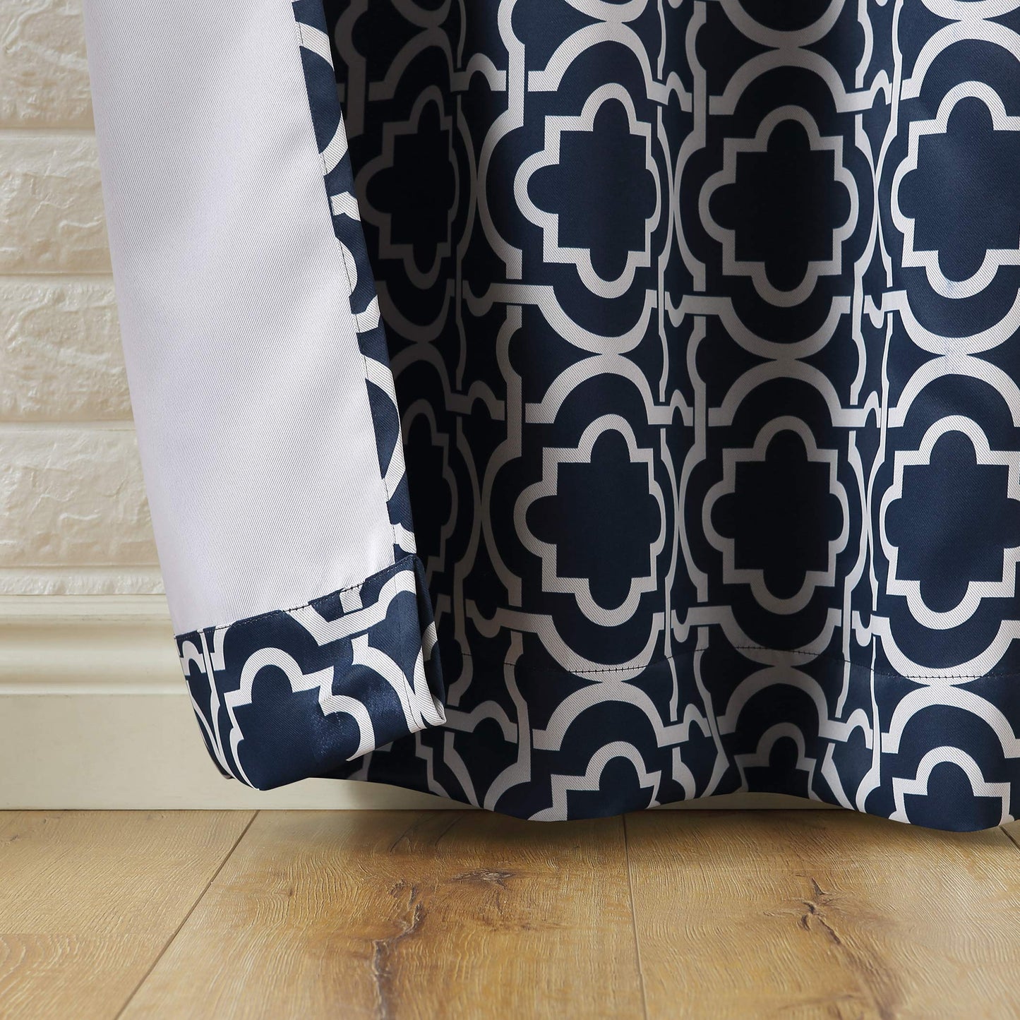 Sun Zero Barnett Trellis Blackout Grommet Curtain Panel, 40" x 63", Navy Blue