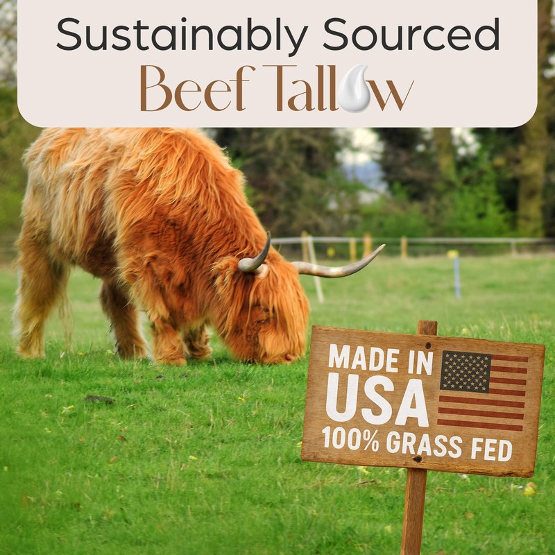 Grass Fed Whipped Beef Tallow for Skin - Whipped Tallow Balm with Mango Butter and Olive Oil - Natural Moisturizer, Suitable for all Skin Types, Smooth Texture, 4 oz Jar, Made in USA, Subtle Vanilla