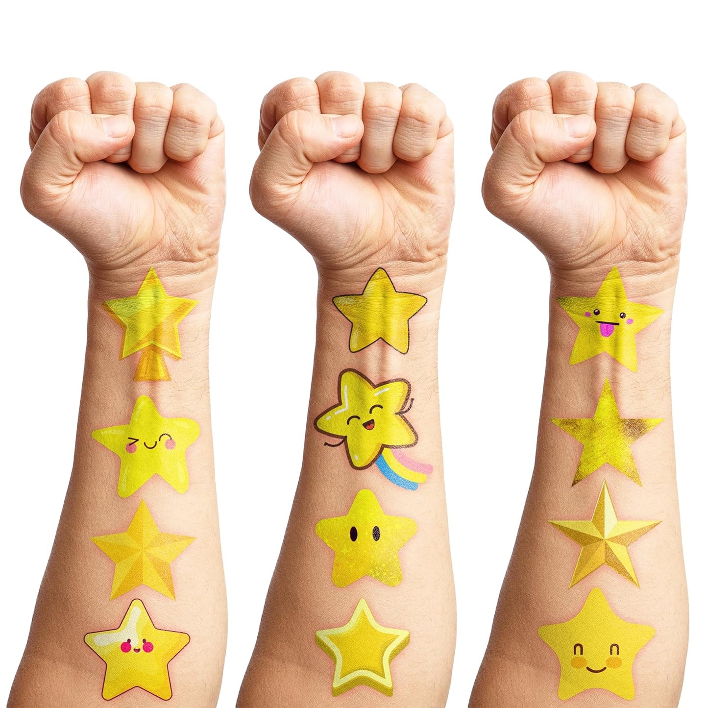 Gold Star Temporary Tattoos for Kids - 100 PCS Waterproof & Skin-Safe Party Favors | Classroom Rewards & Christmas Decor
