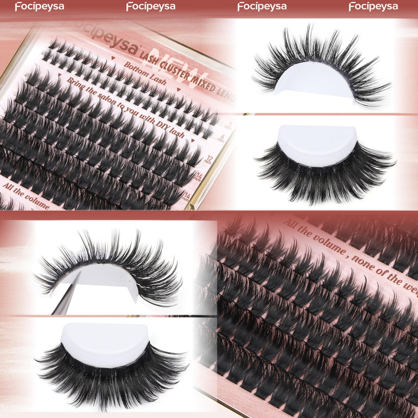 Focipeysa Volume Spike Eyelash Clusters 100D Lash Extensions Kit Fluffy Cluster Lash Extension Kit 12-18mm Spike Lash Clusters Manga Individual Eyelashes Clusters DIY Salon Effect Lash Extension