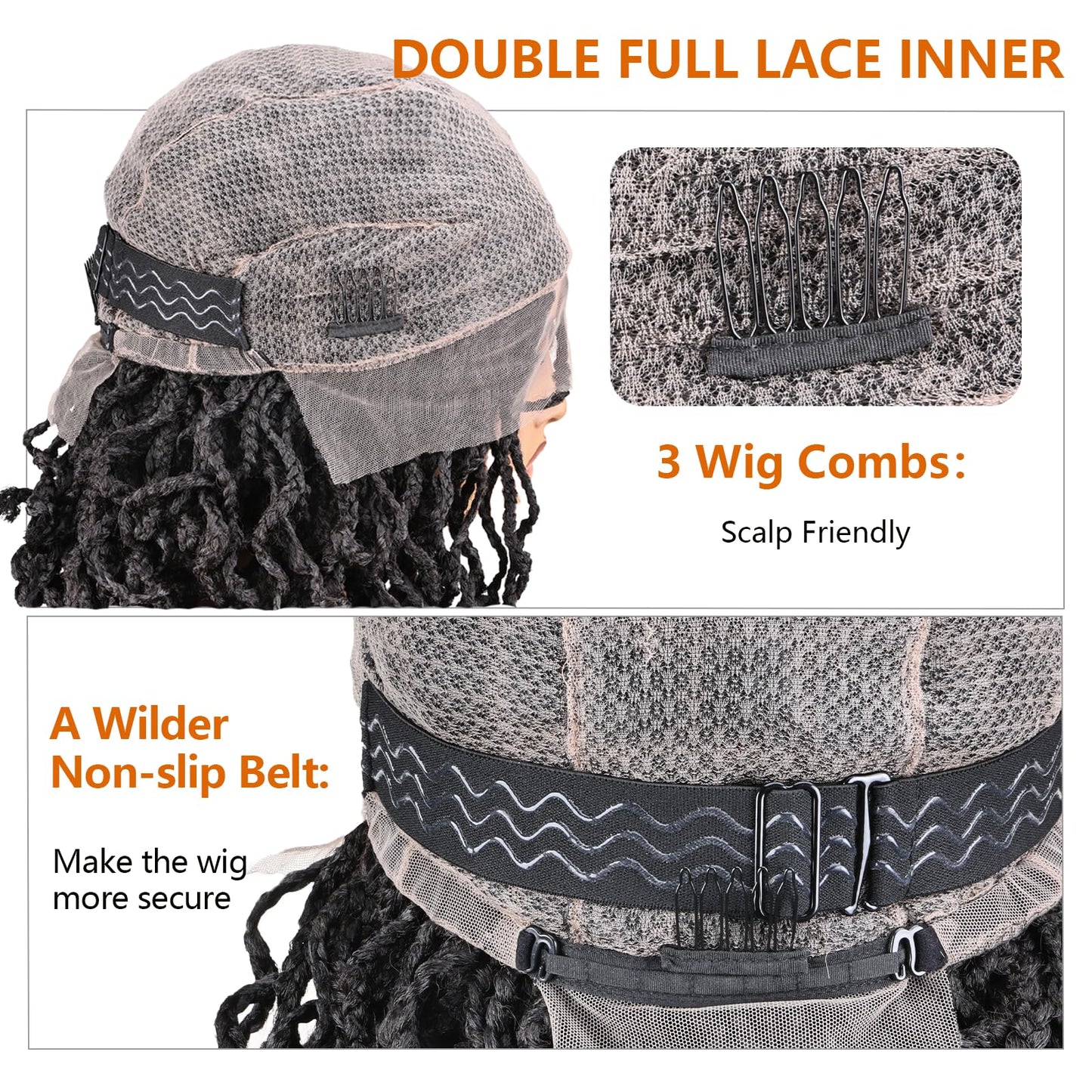 YOKABOOM Black Full Lace Box Braid Wig with Babyhair Natural Hairline 14 Inch Natural Wavy Box Braid Style Lace Braided Wig with Square Design for Black Women 1B