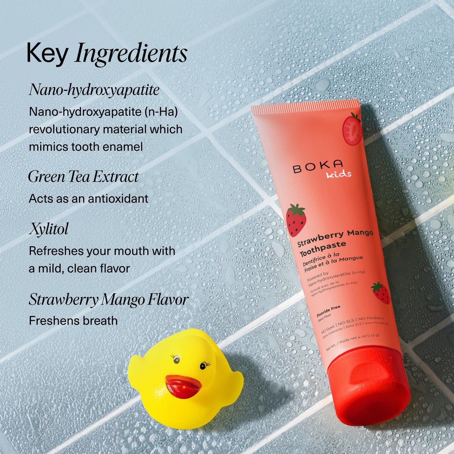 Boka Fluoride Free Toothpaste Nano Hydroxyapatite Toothpaste - Strawberry Mango Flavor, 4 oz 3Pk