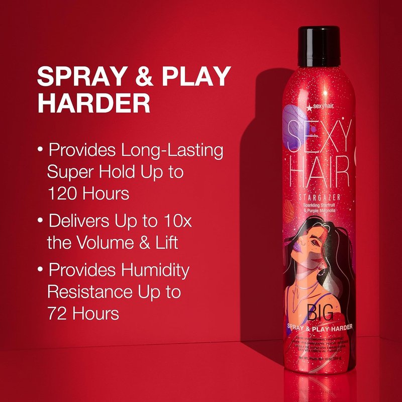 Big Spray & Play Harder Firm Volumizing Hairspray - All Day Hold, 72-Hour Humidity Resistance | Shine & Volume