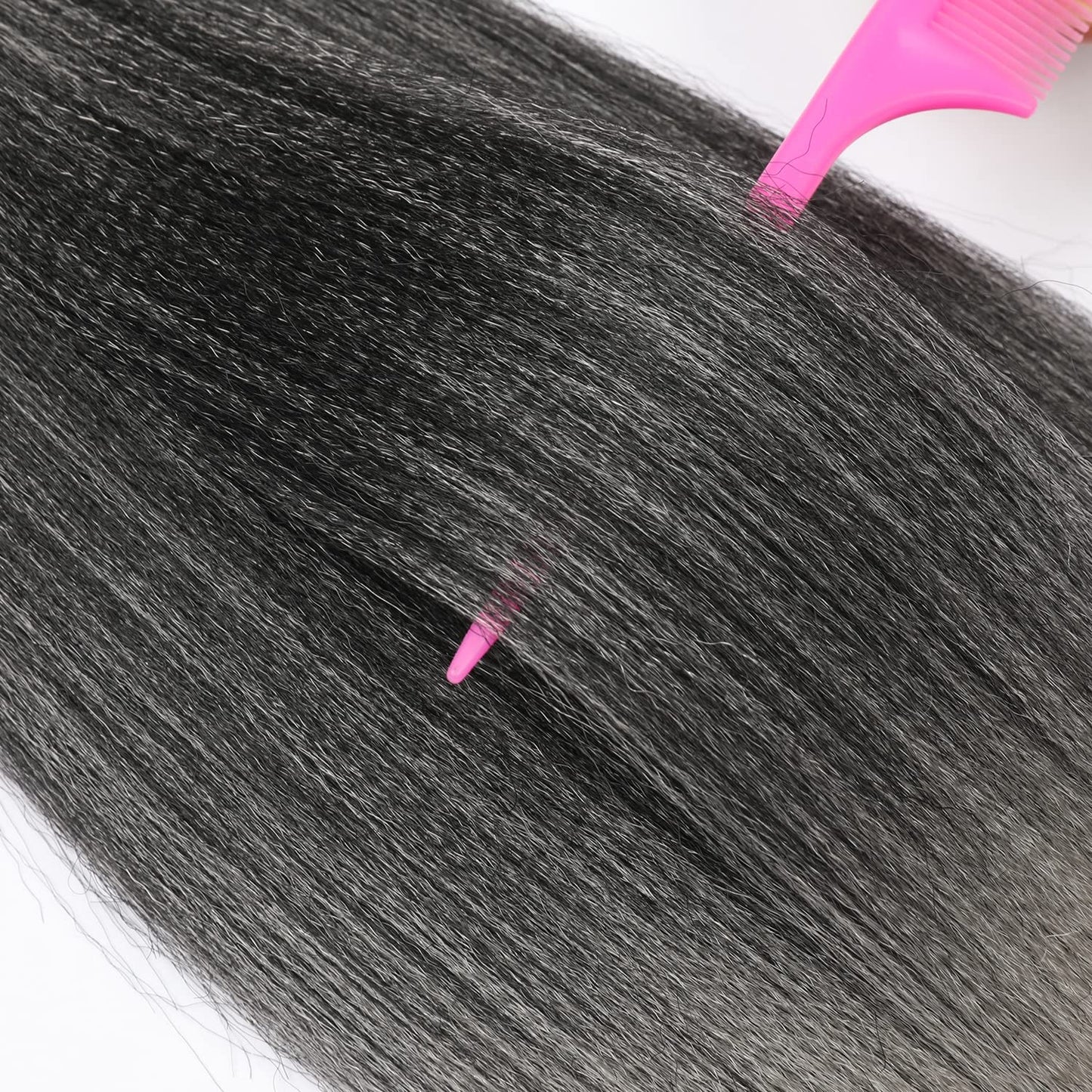 8 Packs Pre Stretched Braiding Hair, 48 Inch Braiding Hair Pre Stretched Yaki Texture, Hot Water Setting, Easy To Install Professional Synthetic Ombre Braiding Hair(1B/Silver)